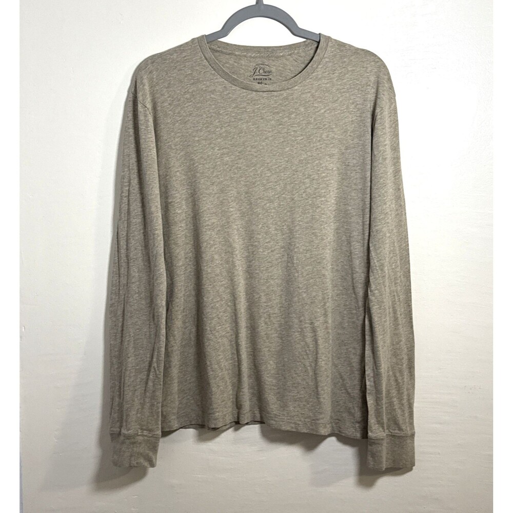 J. Crew Men's The Broken-In Tee Tan Long Sleeve Shirt Size Medium Casual